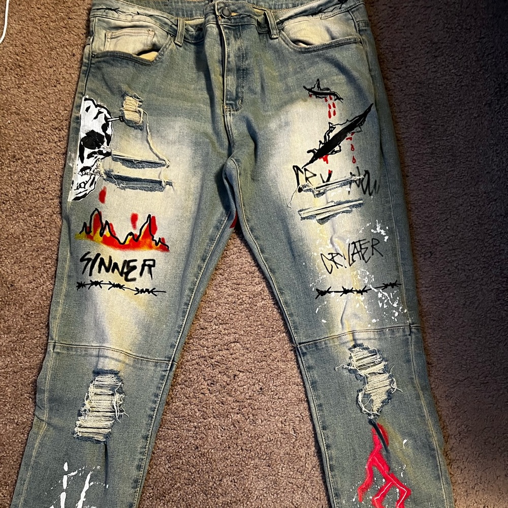 Mens Embellish Jeans